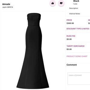 Amsale Elegant Black Strapless Gown